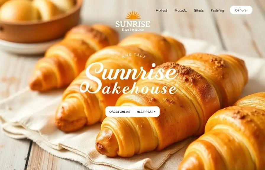 Bakery website mockup