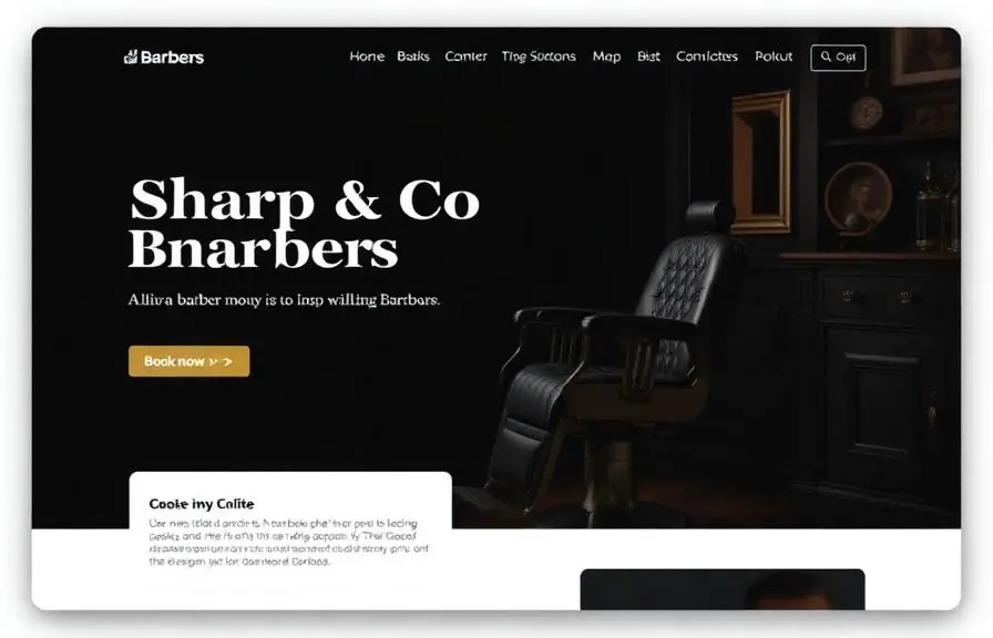 Barbershop website mockup